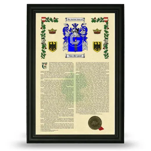 Van-der-pool Armorial History Framed - Black