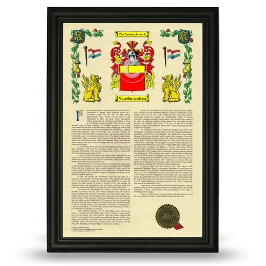 Van-der-putten Armorial History Framed - Black