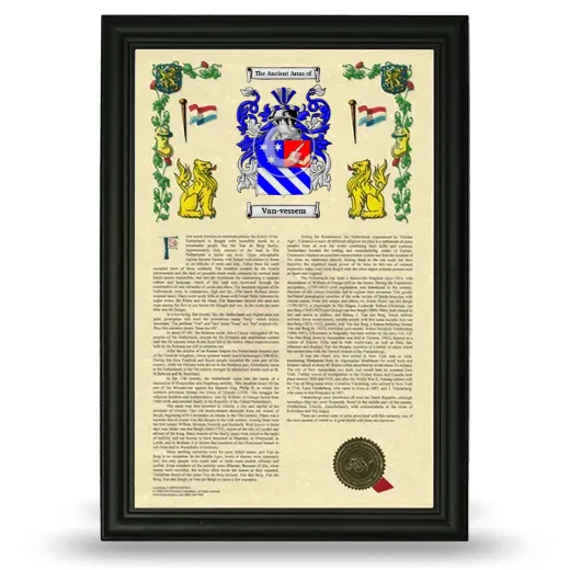 Van-vessem Armorial History Framed - Black
