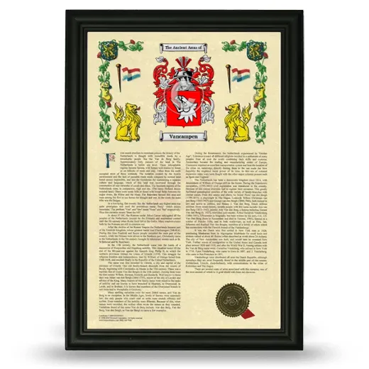 Vancampen Armorial History Framed - Black