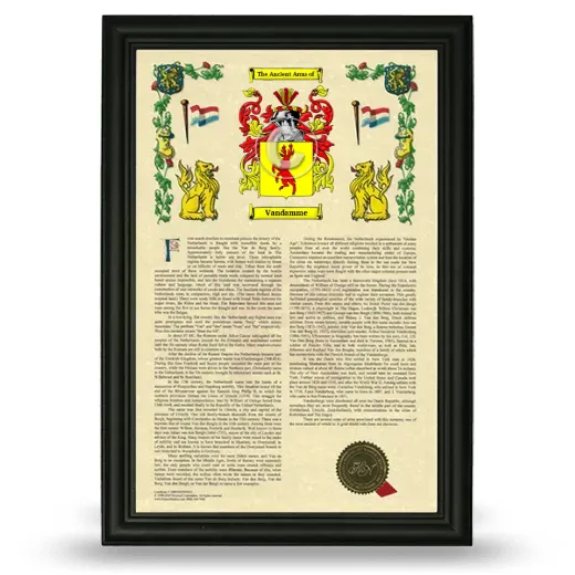Vandamme Armorial History Framed - Black