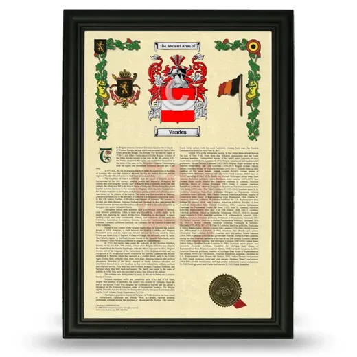 Vanden Armorial History Framed - Black
