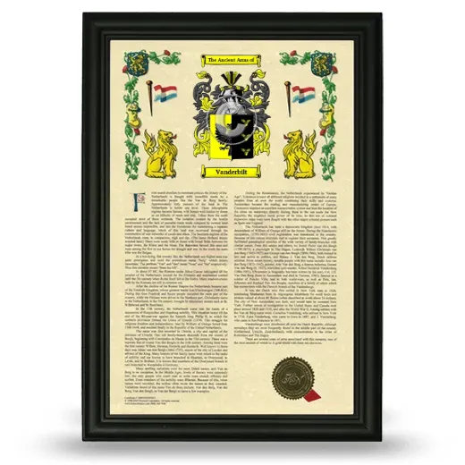 Vanderbilt Armorial History Framed - Black