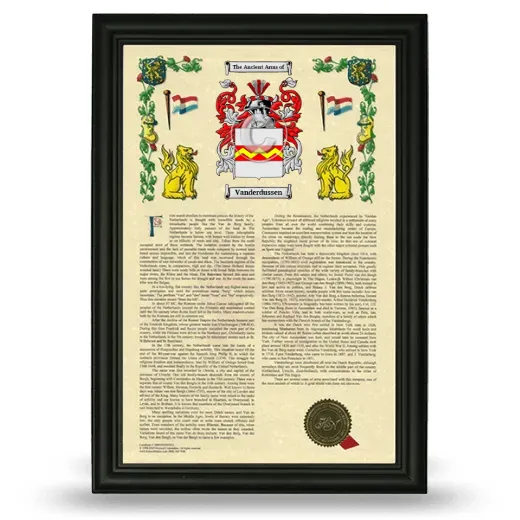 Vanderdussen Armorial History Framed - Black