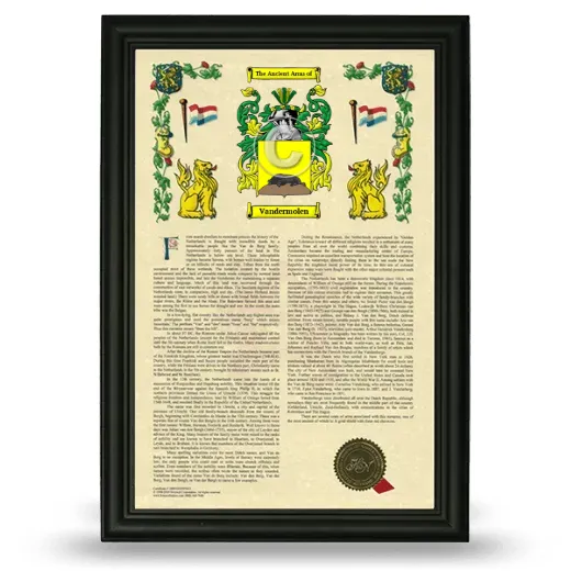 Vandermolen Armorial History Framed - Black