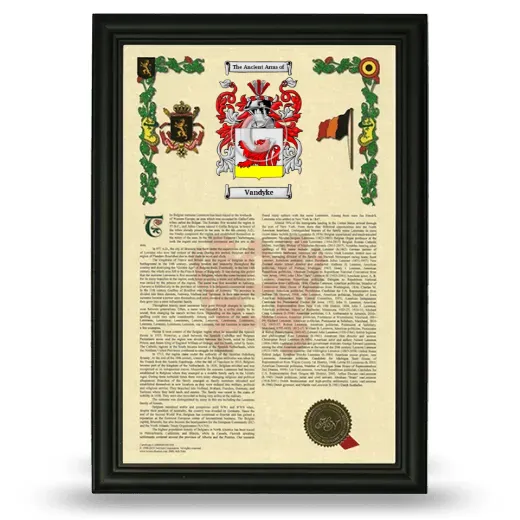 Vandyke Armorial History Framed - Black