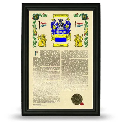 Vanlaan Armorial History Framed - Black