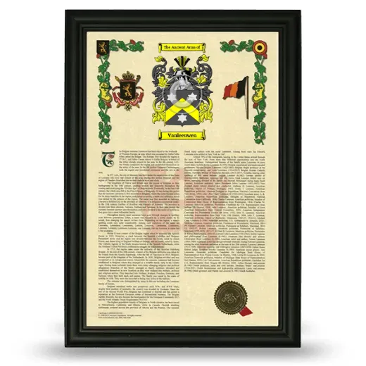 Vanleeuwen Armorial History Framed - Black