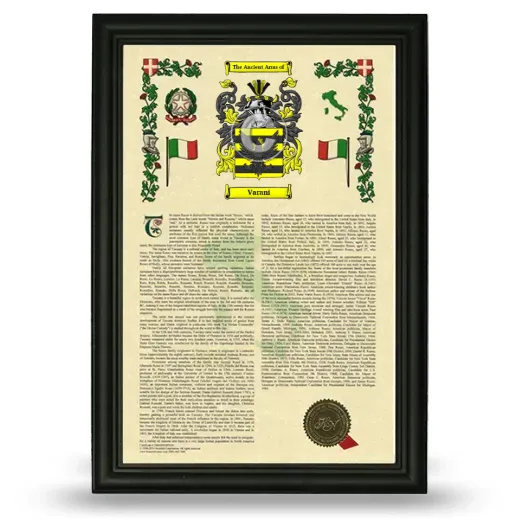 Varani Armorial History Framed - Black