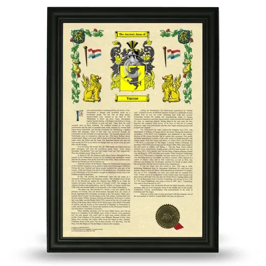 Varcoe Armorial History Framed - Black