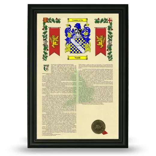 Varde Armorial History Framed - Black