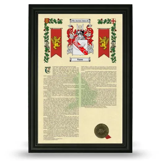 Varer Armorial History Framed - Black
