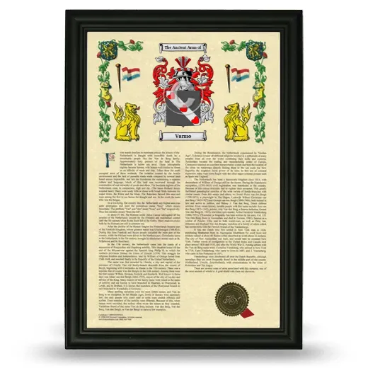 Varmo Armorial History Framed - Black