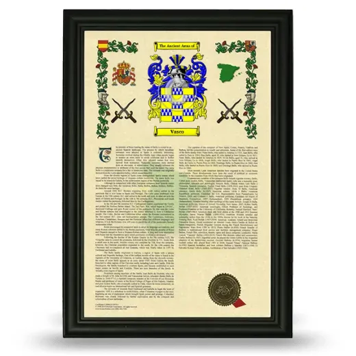 Vasco Armorial History Framed - Black