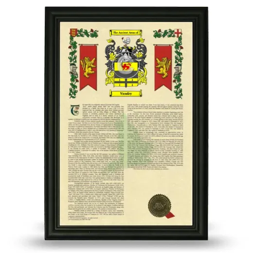 Vaudry Armorial History Framed - Black