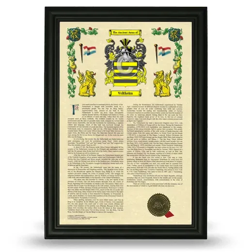 Veltheim Armorial History Framed - Black
