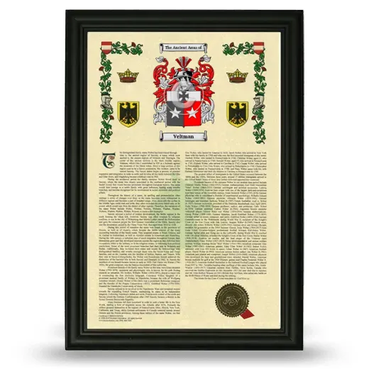 Veltman Armorial History Framed - Black
