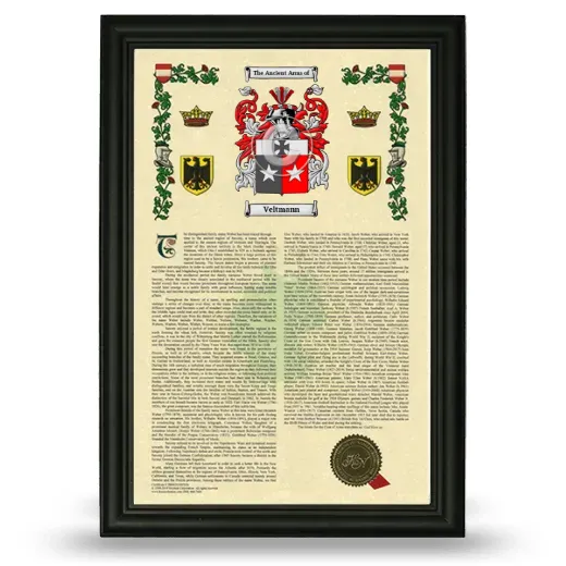 Veltmann Armorial History Framed - Black