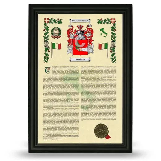 Venditto Armorial History Framed - Black