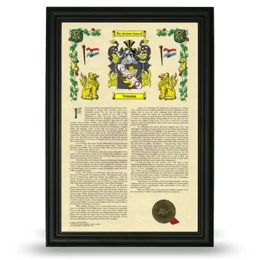 Venema Armorial History Framed - Black