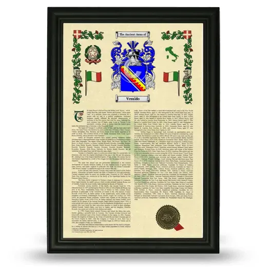 Veraldo Armorial History Framed - Black