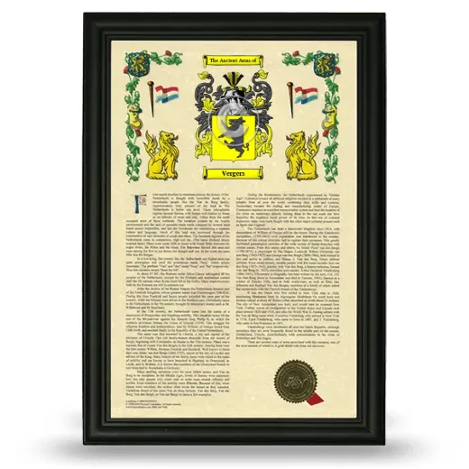 Vergers Armorial History Framed - Black
