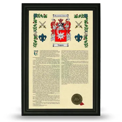 Vergers Armorial History Framed - Black