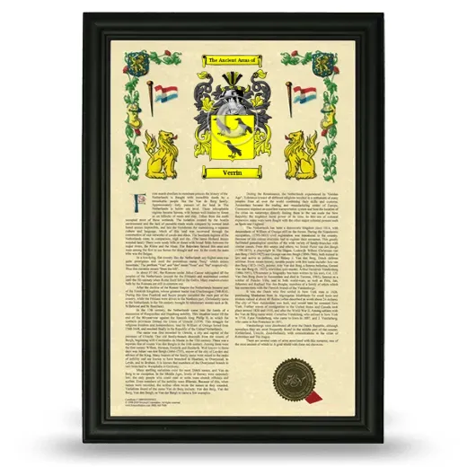 Verrin Armorial History Framed - Black