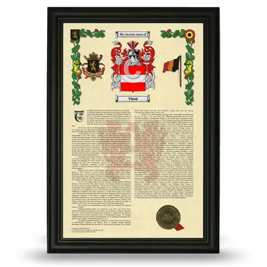 Viani Armorial History Framed - Black