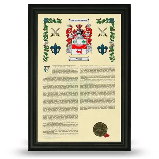 Vieau Armorial History Framed - Black