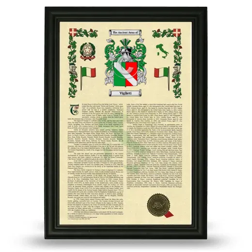 Viglieti Armorial History Framed - Black