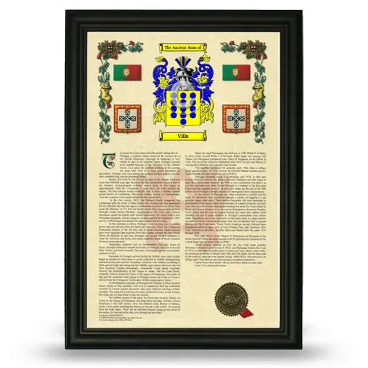 Villa Armorial History Framed - Black
