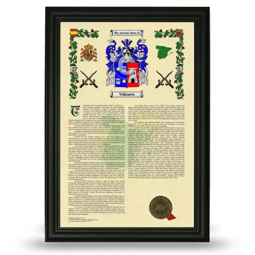 Villanova Armorial History Framed - Black