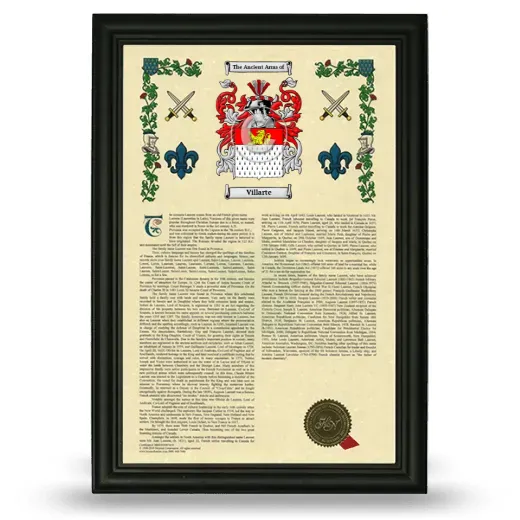 Villarte Armorial History Framed - Black