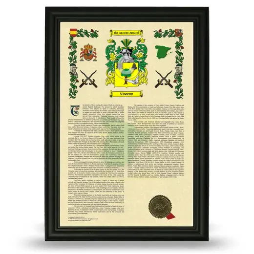 Vincenz Armorial History Framed - Black