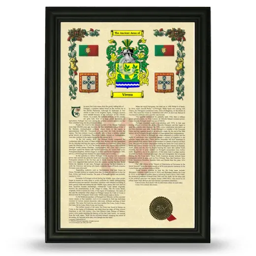Vivero Armorial History Framed - Black
