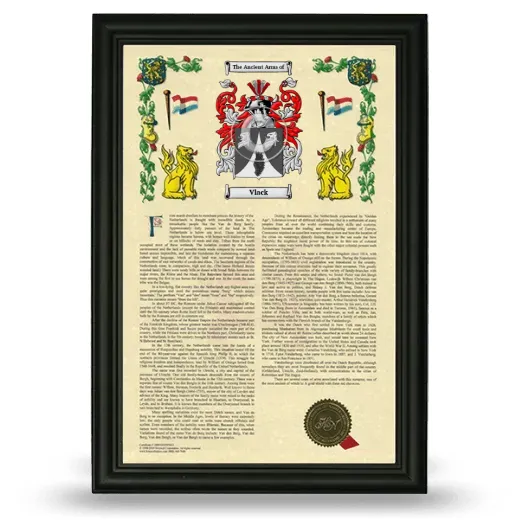 Vlack Armorial History Framed - Black