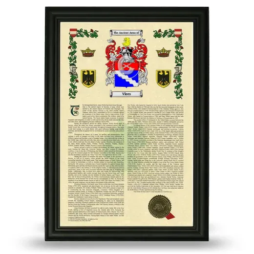 Vlees Armorial History Framed - Black