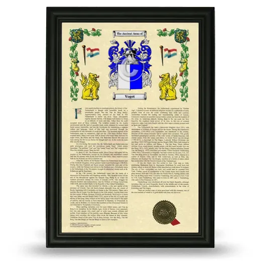 Voget Armorial History Framed - Black
