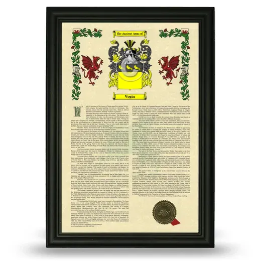 Vogin Armorial History Framed - Black