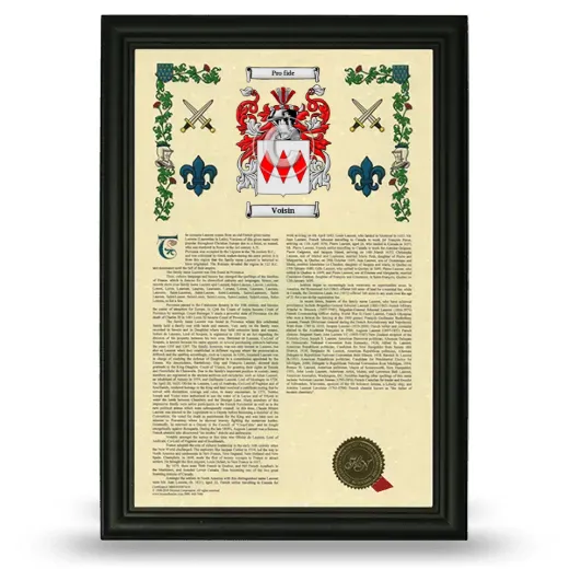 Voisin Armorial History Framed - Black