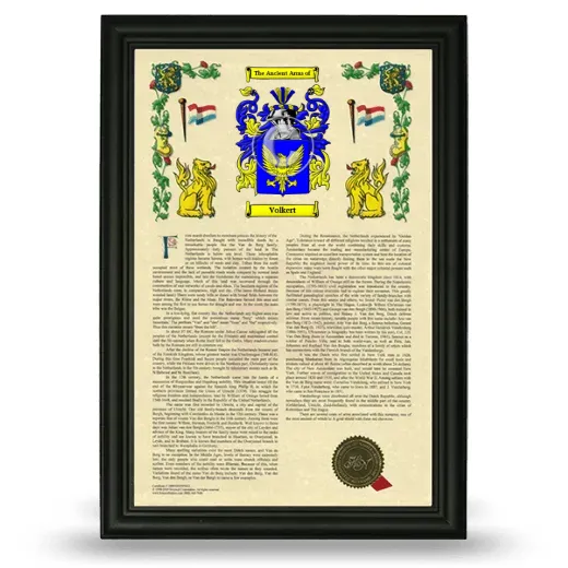 Volkert Armorial History Framed - Black