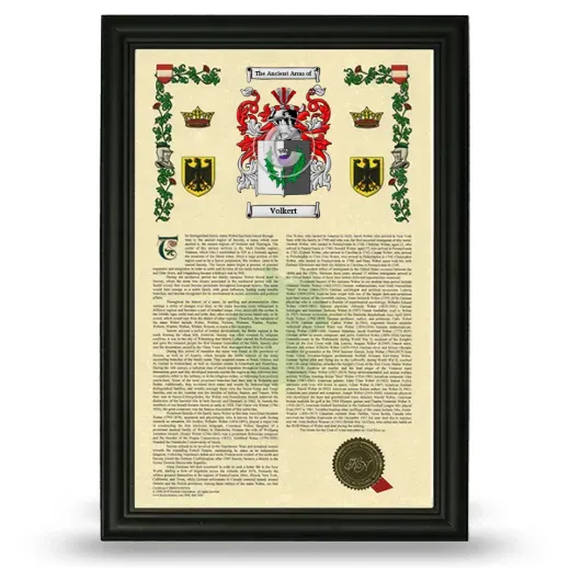 Volkert Armorial History Framed - Black