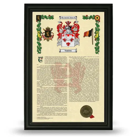 Vorsten Armorial History Framed - Black