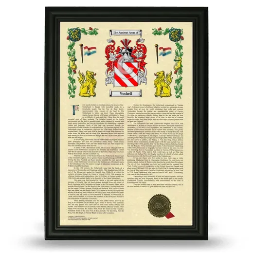 Voshell Armorial History Framed - Black