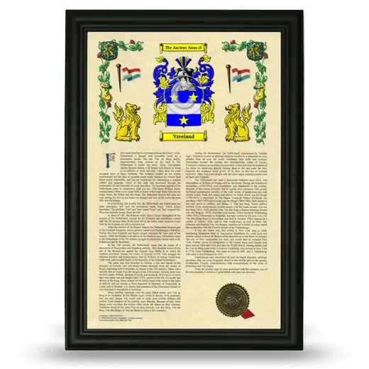 Vreeland Armorial History Framed - Black