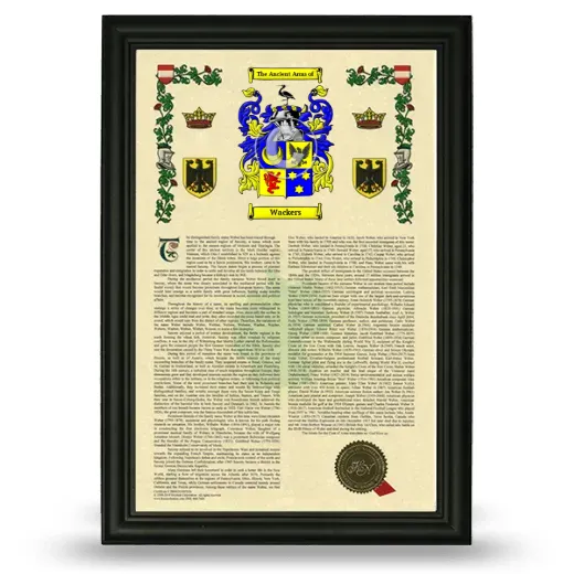 Wackers Armorial History Framed - Black