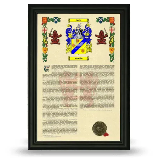 Waddie Armorial History Framed - Black