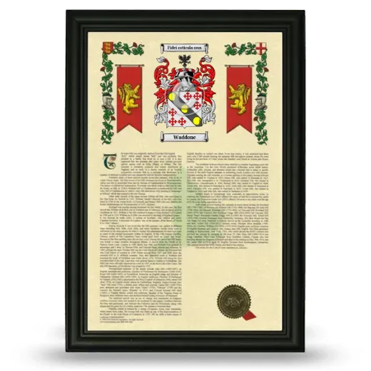 Waddone Armorial History Framed - Black