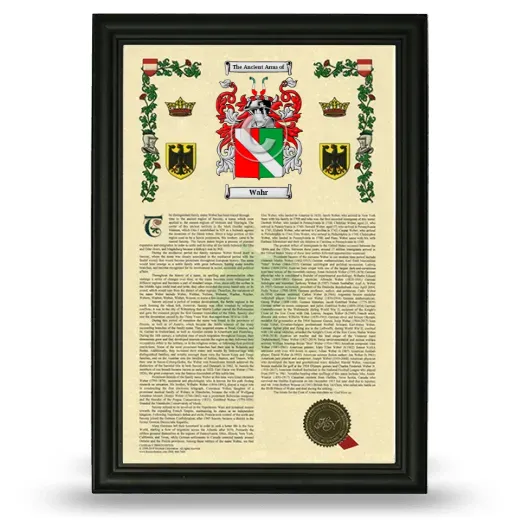 Wahr Armorial History Framed - Black